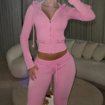 American Street Hottie Contrasting Color Waistband Stitching Micro-Flared Knitted Sweatpants Cross-Border Slim Bodybuilding Pants Casual Pants for Women