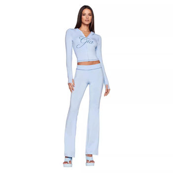 Suit 2025 European and American New Style Set ins Fashionable Heat-Printed Tube Top High-Waisted Casual Pants Two-Piece Women's Set