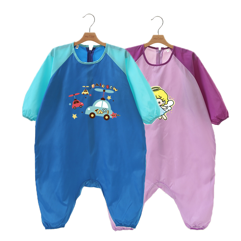 Baby one-piece coverall body waterproof breathable zipper children's crawling clothes loose crawling clothes spring and autumn go out anti-dirty clothes