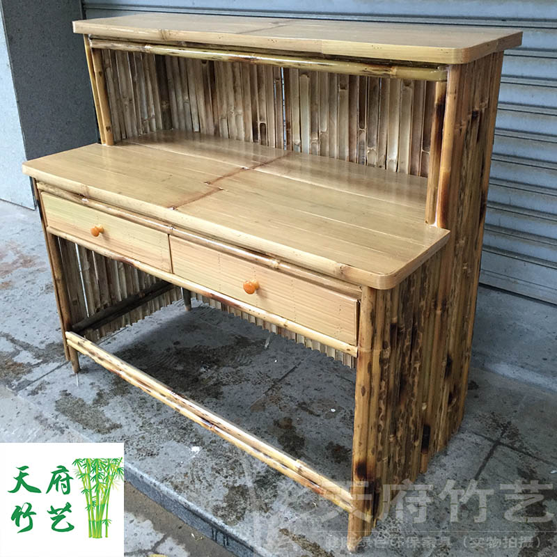 Bàn làm bằng tay tre Bàn thu ngân tre Bàn tre thanh bàn đón khách sạn nhà hàng góc phải thanh toán góc có thể được tùy chỉnh - Nội thất siêu thị mua xe đẩy hàng