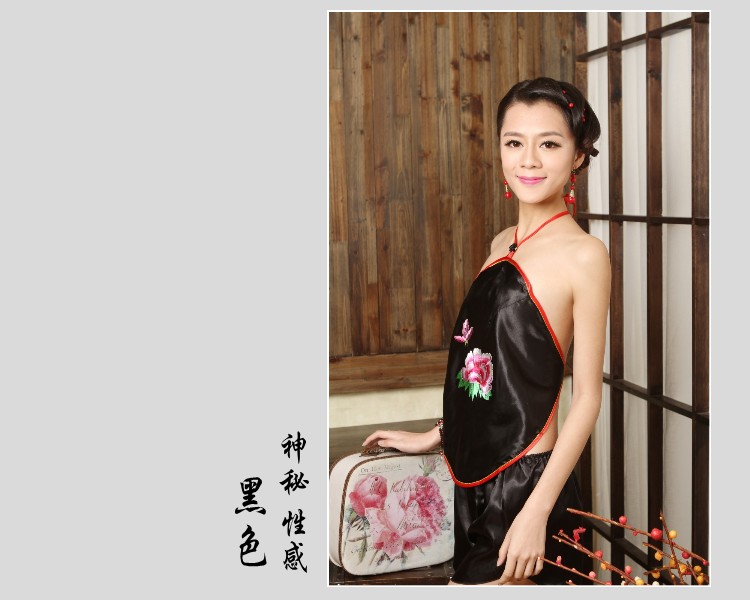 Ưu đãi đặc biệt cho phụ nữ trưởng thành năm sinh màu đỏ cổ điển tạp dề thêu phong cách đồ lót đồ lót vào một bộ đồ ao ngu dep quyen ru