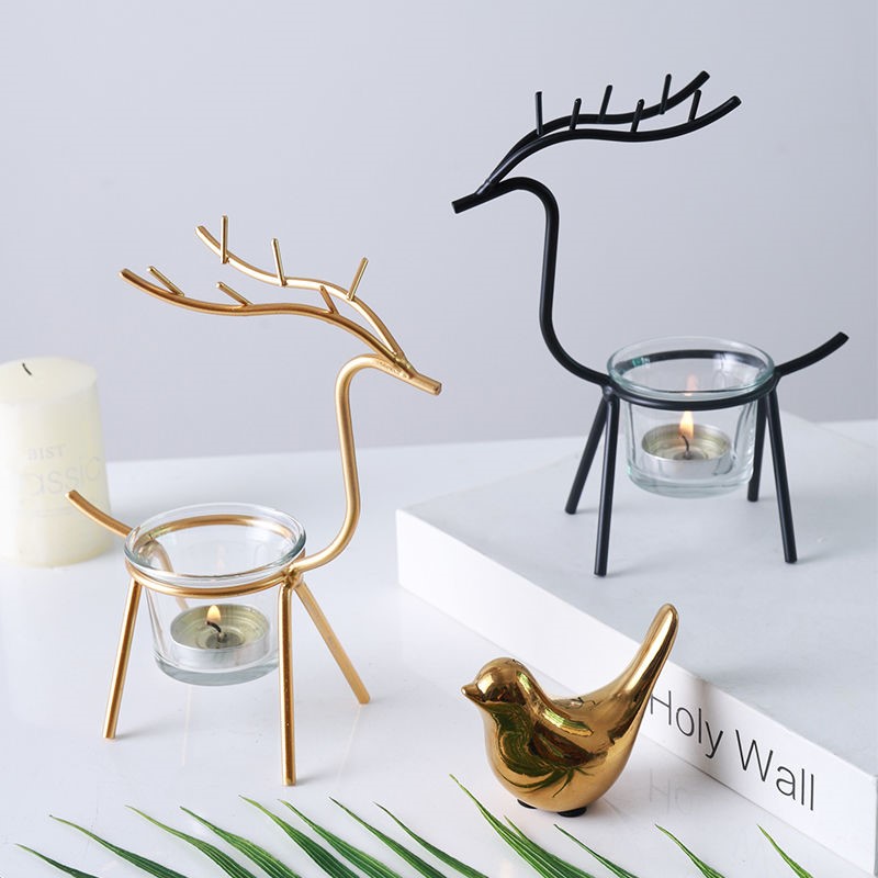 Incense Candle candles Nordic Wind Iron Art Elk Wax Candleholder Small Swing Piece Creative Romantic Table Candlelight Dinner Home