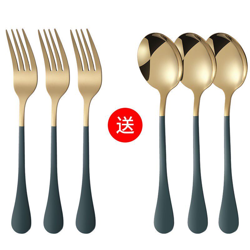 Nordic Wind Ins Nets Red Dinner Sweet Spoon Creativity Cute Fork Stainless Steel Soup Spoon Home Fork Cutlery