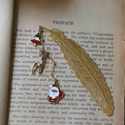 Christmas old man Christmas deer Christmas tree Christmas gift for girls children creative metal bookmarks cartoon students use