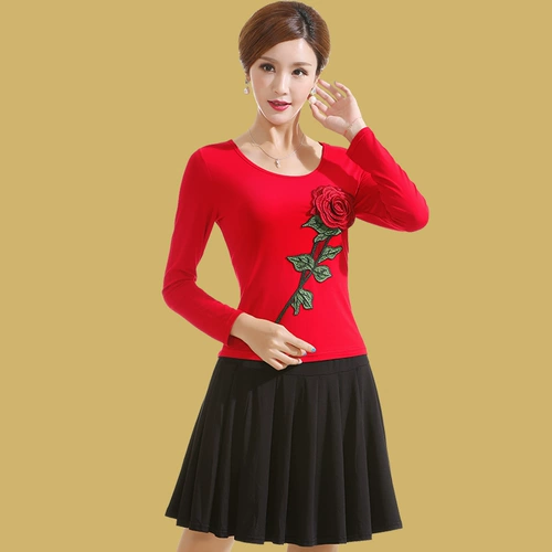 艳王 Комплект, лонгслив для пожилых людей, танцующий костюм, 2019, осенний, для среднего возраста