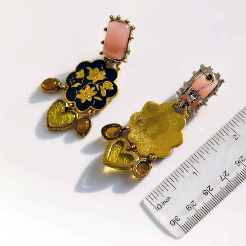 New Zara Flower Heart Drop Statement Earrings Retro Women Party