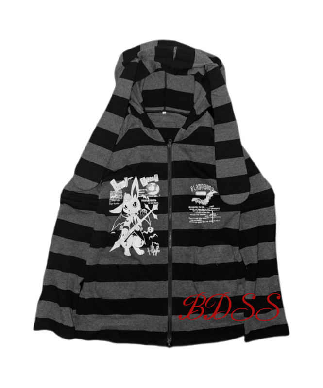 Rabbit Ears Bdss Independent Emo Boy Style Rabbit Ear Hooded Cardigan Sweatshirt