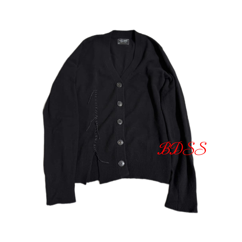Number (N)Ine 06Aw「Noir」Scar Cardigan V-Neck Scar Black Wool Cardigan Number (N)Ine 06Aw「Noir」Scar Cardigan V-Neck Scar Black Wool Cardigan