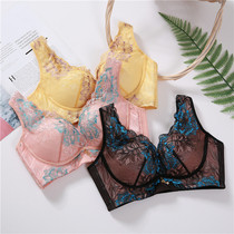 No steel ring C cup bra middle mold cup gathered side deep V adjustment underwear closed pair of breasts lace sexy bra