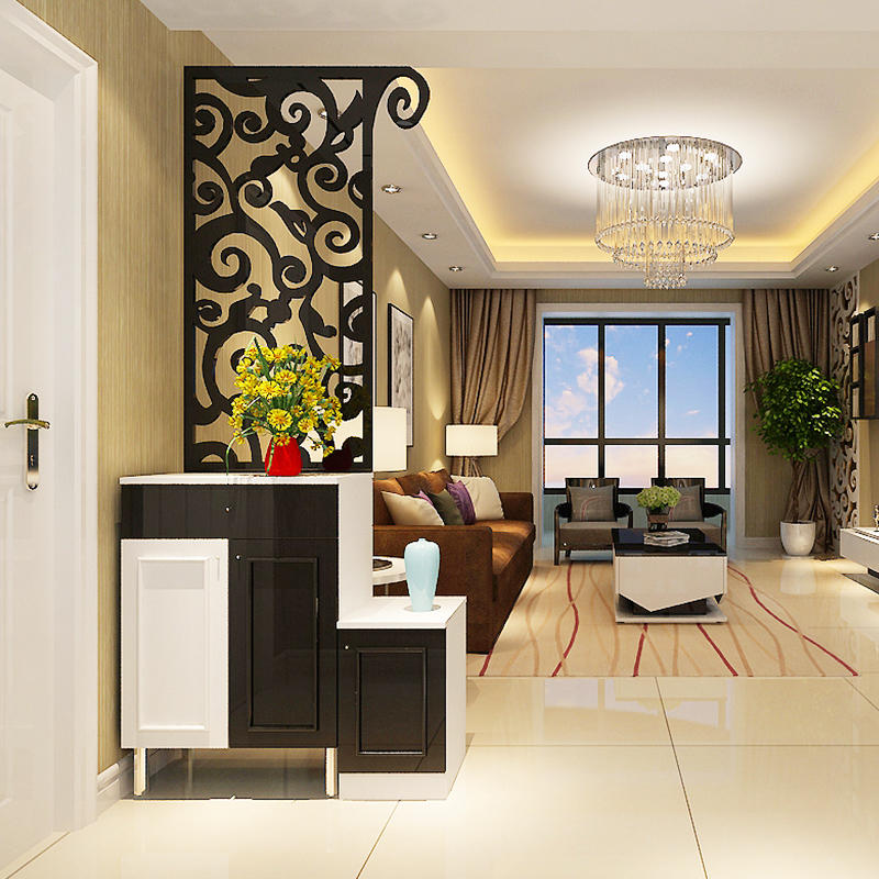 Solid wood paint carving Huanxian shutdown shoe cabinet for simple modern living room hollow partition decoration cabinet light luxury wind cabinet