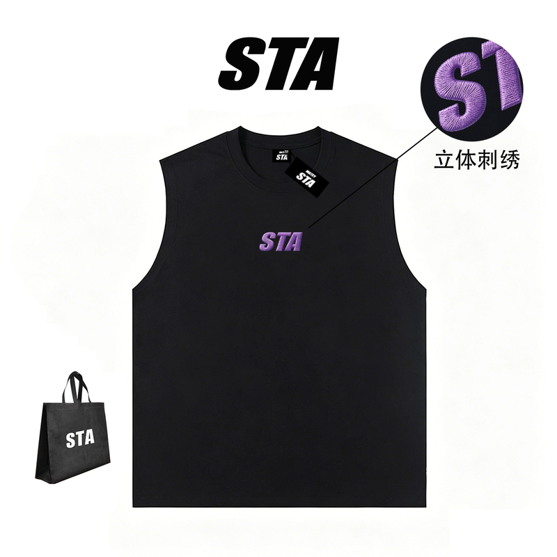 Sta American-Style Trendy Brand Embroidered Letter Tank Top for Men and Women, Loose-Fitting Sports Basketball Sleeveless Vest, Pure Cotton T-Shirt for Couples, Summer Sta American-Style Trendy Brand Embroidered Letter Tank Top for Men and Women, Loose-Fitting Sports Basketball Sleeveless Vest, Pure Cotton T-Shirt for Couples, Summer