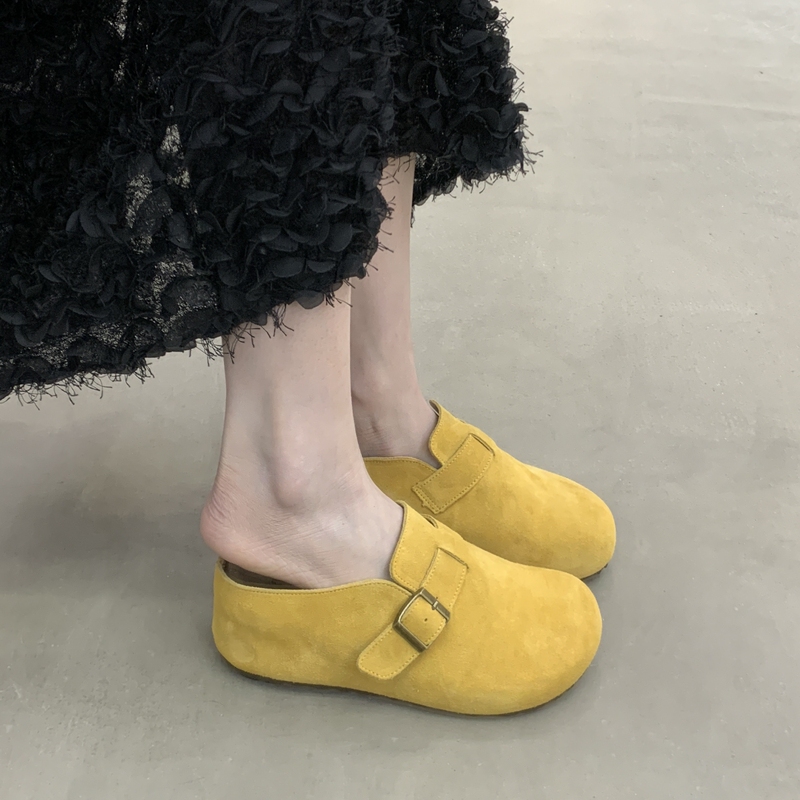 8cm Height-Increasing Thick-Soled Shoes for Women, Summer Yellow Birkenstock-Style Shoes, Retro Ugly-Cute Genuine Leather Slip-On Mules for Women 8cm Height-Increasing Thick-Soled Shoes for Women, Summer Yellow Birkenstock-Style Shoes, Retro Ugly-Cute Genuine Leather Slip-On Mules for Women