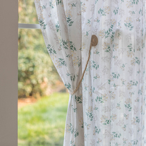 American wave edge lace curtain curtain Korean beautiful half curtain kitchen bedroom short curtain ins partition free of punch