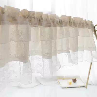 American coffee curtain Short door curtain Door curtain half curtain Lace pastoral small curtain screen curtain Kitchen store partition free punching