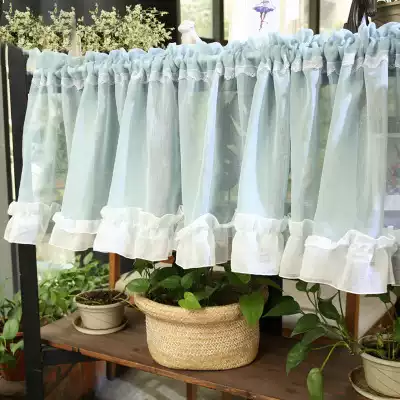 American pastoral coffee curtain short curtain custom whole cabinet curtain curtain kitchen curtain Korean lace half curtain finished