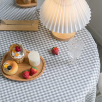Grey plaid cotton linen table cloth art ins windy Nordic minimalist desk cover cloth long square table cloth table cushion