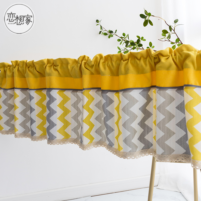 Custom small curtains Nordic wind cotton and linen fresh kitchen finished curtains Half curtain door curtain Rod curtain dust curtain