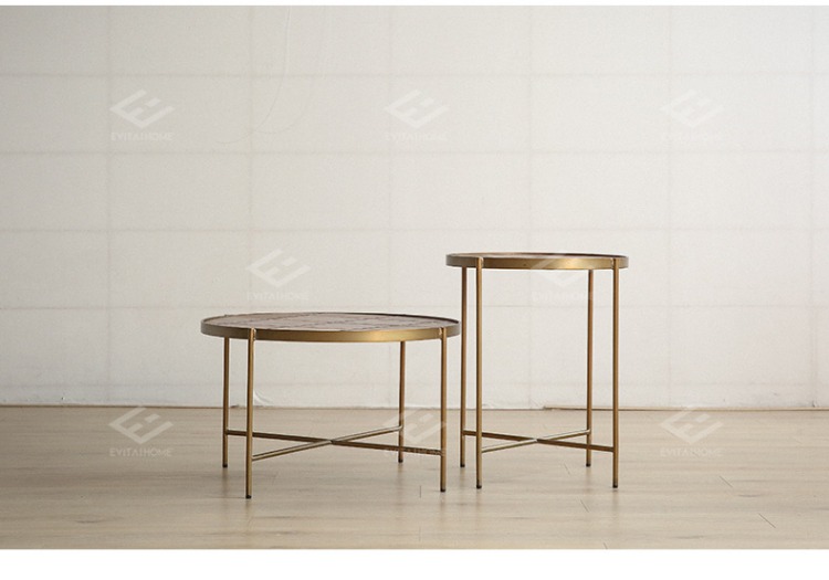 Ánh sáng sang trọng hậu hiện đại tối giản phòng khách Mỹ sáng tạo đồ nội thất bằng da tròn bàn cà phê retro thiết kế châu Âu bàn cà phê - Bàn trà bàn phòng khách nhỏ