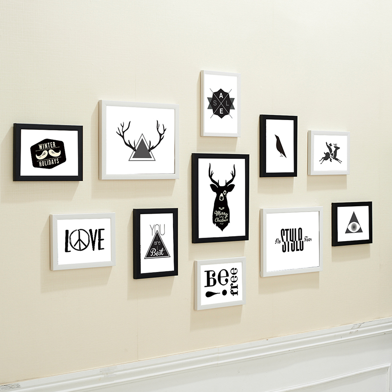 Modern Minimalist European-Style Photo Wall, No-Drill Installation, Living Room and Bedroom Photo Frame Wall Stickers, Creative Combination Hanging Decorative Paintings