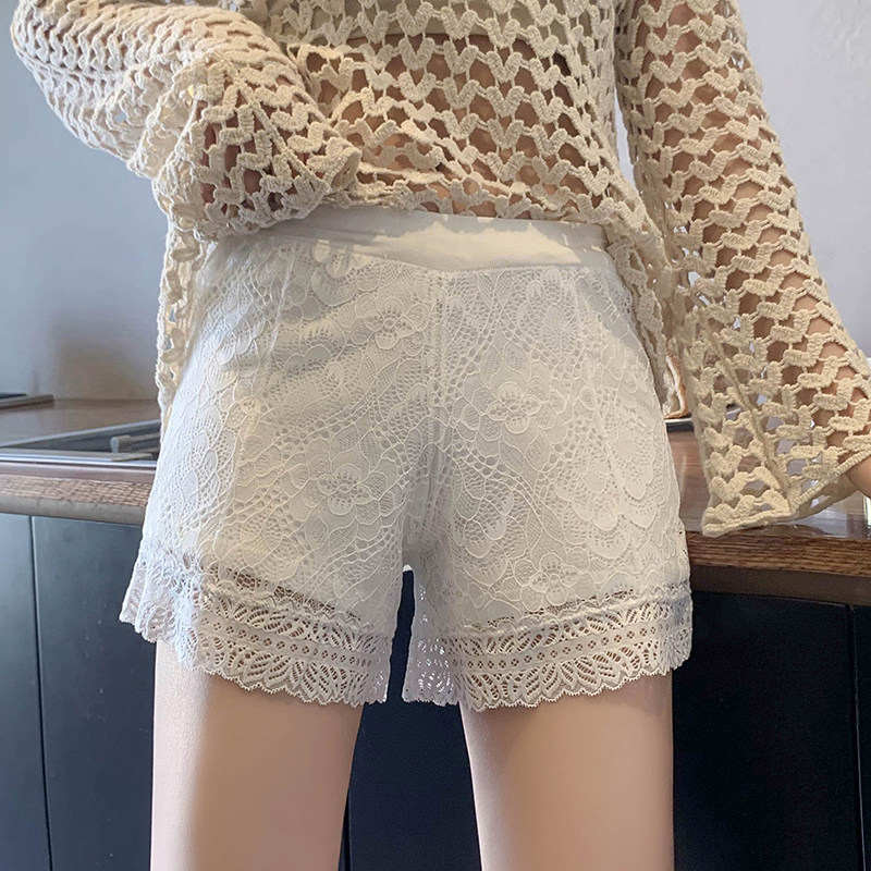 Home can wear safety pants outside women's anti-light loose leggings shorts Lace summer jk white thin section does not roll edge