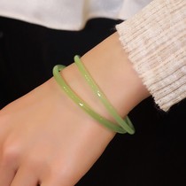 Sally Kiki Green Plum Green Tea Ice Seed Jade Medullary bracelet bracelet woman extremely fine emerald green lychee freeze bracelet
