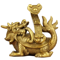 Houde Residence Bronze Dragon Tortoise Decoration Bronze Ruyi Dragon Tortoise Money Ruyi Return Crafts Living Room Home Accessories