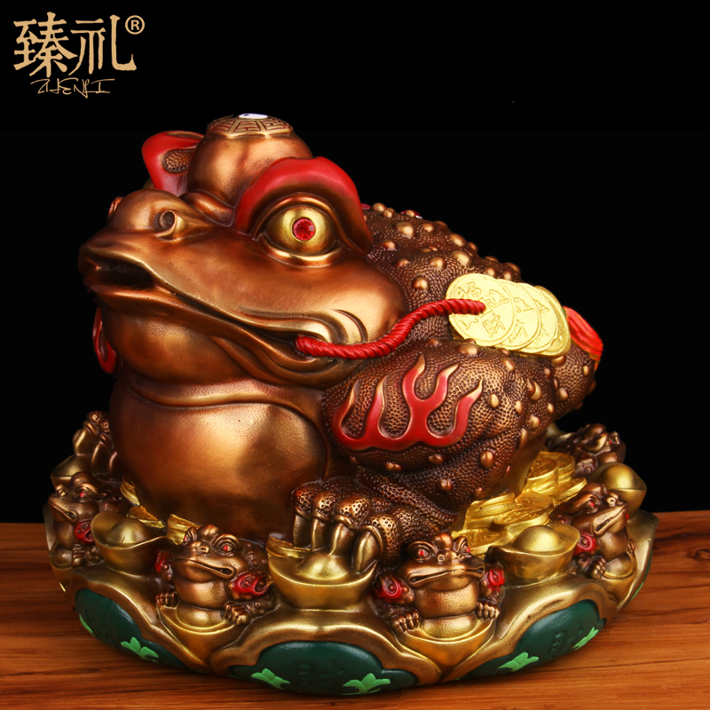 Color Painted Pure Bronze Golden Toad Swing Piece Golden Cicada Shop Opening Gift