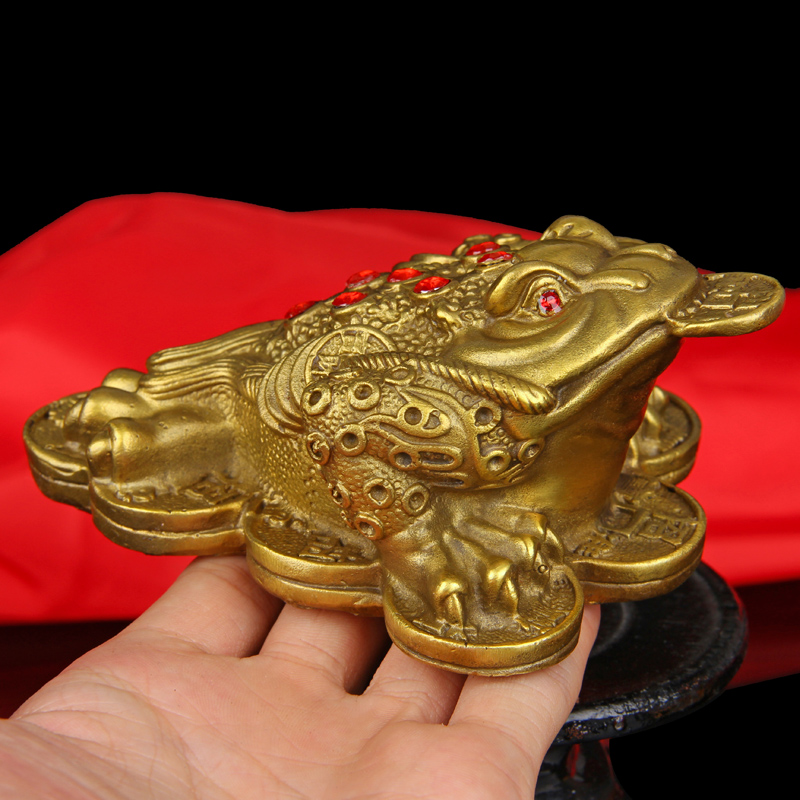 Pure copper golden toad ornaments three-legged toad large seven-star Jinchan crafts