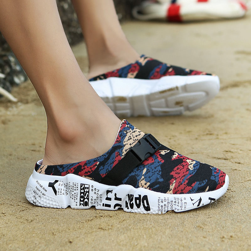 Outdoor Slippers Men's Tide 2022 Summer New Fashion Outwear Big Size Sandals Sandals Half Tug Beach Birds Nest Cave Shoes Men