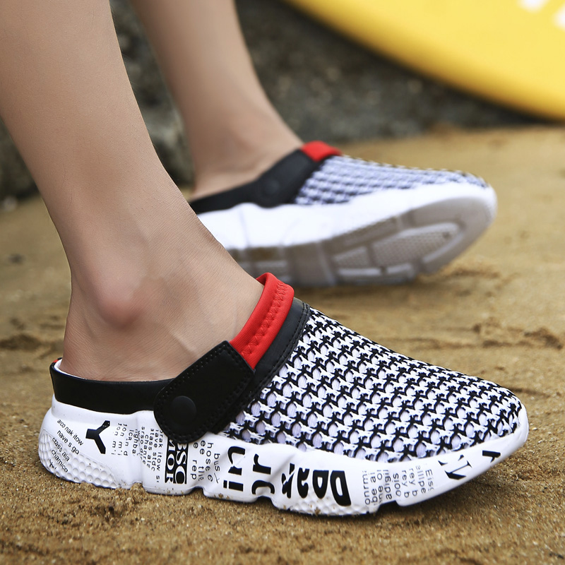 Hole slippers men's fashion outside wear non-slip sandals and slippers shoes tide summer large size thick bottom bird's nest beach sandals men's half drag
