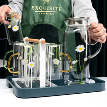 Creative heat-resistant glass set household cold kettle 6 with transparent simple fresh drinking cup personality