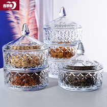 Thickened glass sealed jar with lid snack storage jar dried fruit and nut candy creative coffee table