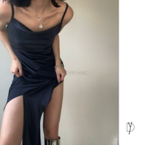 American HL minimalist stretch silk satin patchwork bias-cut slip dress