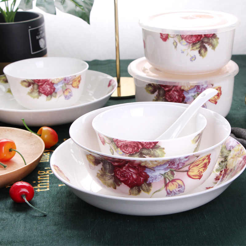 Tang Shanhong lead - free ipads China tableware fresh rose bowl dishes healthy ipads China microwave Mid - Autumn festival