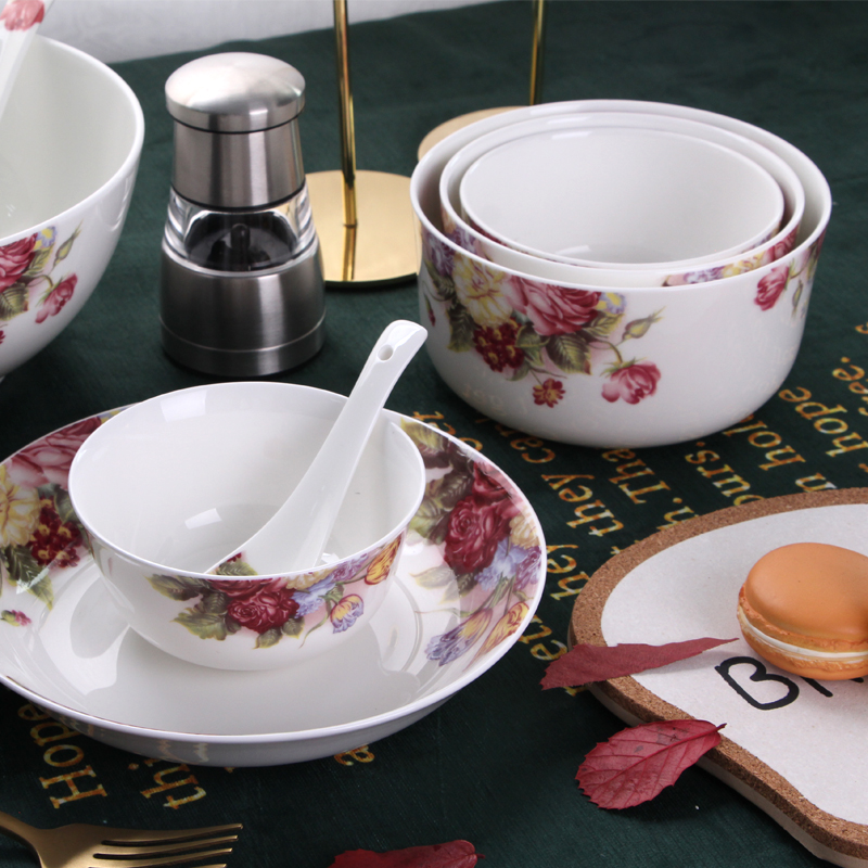 Tang Shanhong lead - free ipads China tableware fresh rose bowl dishes healthy ipads China microwave Mid - Autumn festival