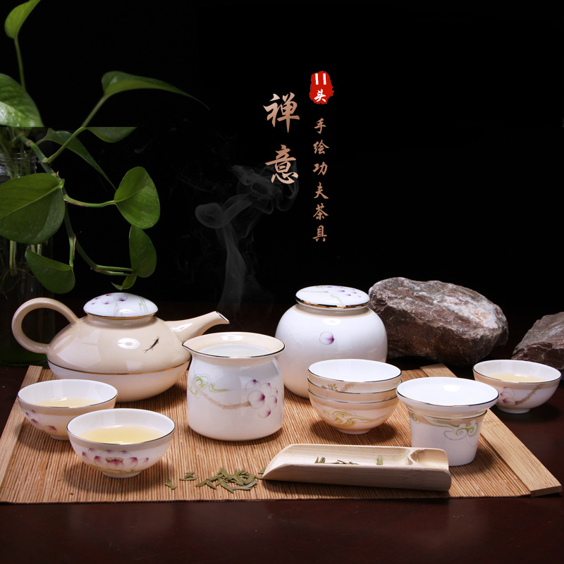 Tang Shanhong rose lead - free ipads porcelain teacup contracted and I Chinese Mid - Autumn festival ceramic kung fu tea set