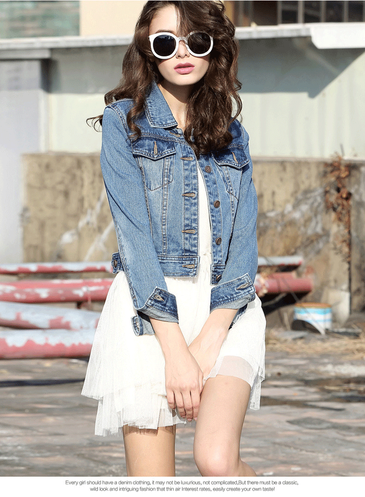 2017 mùa thu mới ngắn ngắn áo khoác dài tay áo khoác denim phiên bản Hàn Quốc của áo khoác nữ triều là áo khoác mỏng hoang dã áo khoác nữ hàn quốc