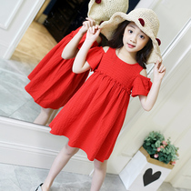 Girls strapless vest dress summer 2019 new childrens princess skirt foreign style cotton holiday skirt Korean version