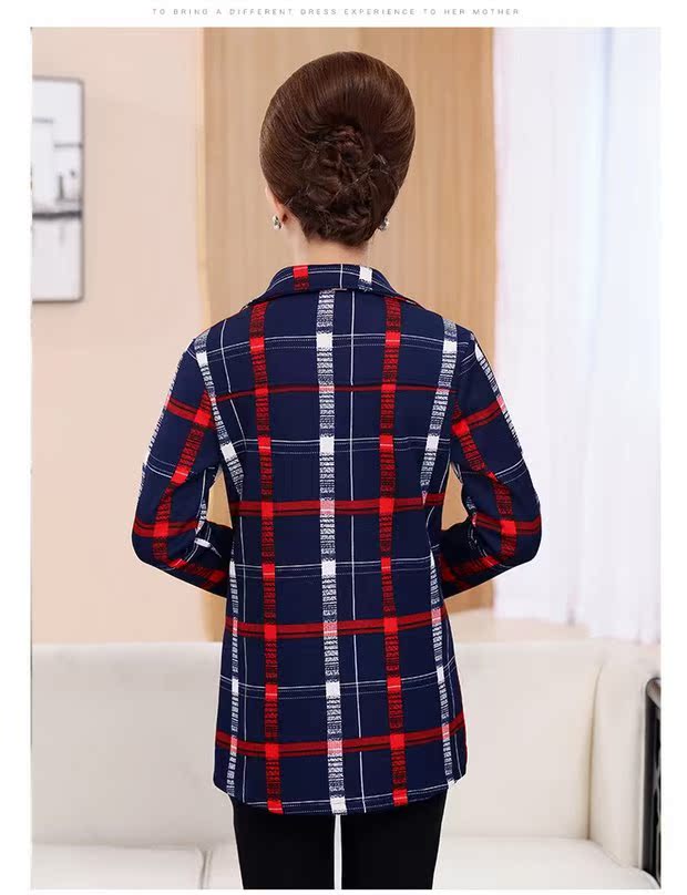 Phụ nữ trung niên mới cộng với áo khoác nhung ấm áp, mẹ trung niên mặc áo kẻ sọc dày và thu đông áo cho người trung niên