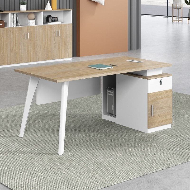 Single-Person Desk, Simple and Modern Office Staff Desk, Employee Desk with Drawer, 1.2 Supervisor Desk and Chair Set