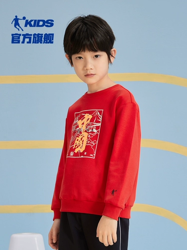 Китайская детская мужская толстовка Jordan 2025, весна и осень, новая средняя и большая детская одежда, пуловер, детская одежда, осенние спортивные топы