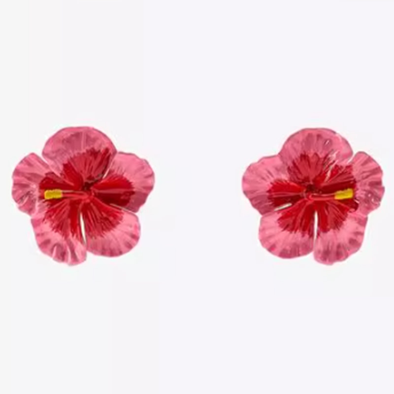 Free Shipping for Orders over 39, Zara Gradient Pink Flower Earrings, European and American Exaggerated Earrings, Women's Ear Clips [Can Be Invoiced]