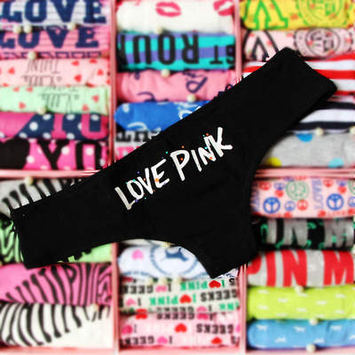 3 pairs of free shipping PINK PLAY cute and sexy Girls' underwear and sporty low-waisted women's briefs