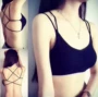 Mùa xuân và mùa hè sling ngực nữ phong cách châu Âu và Mỹ đôi chéo dây đeo đồ lót nữ vest đen trắng áo lót 3 dây