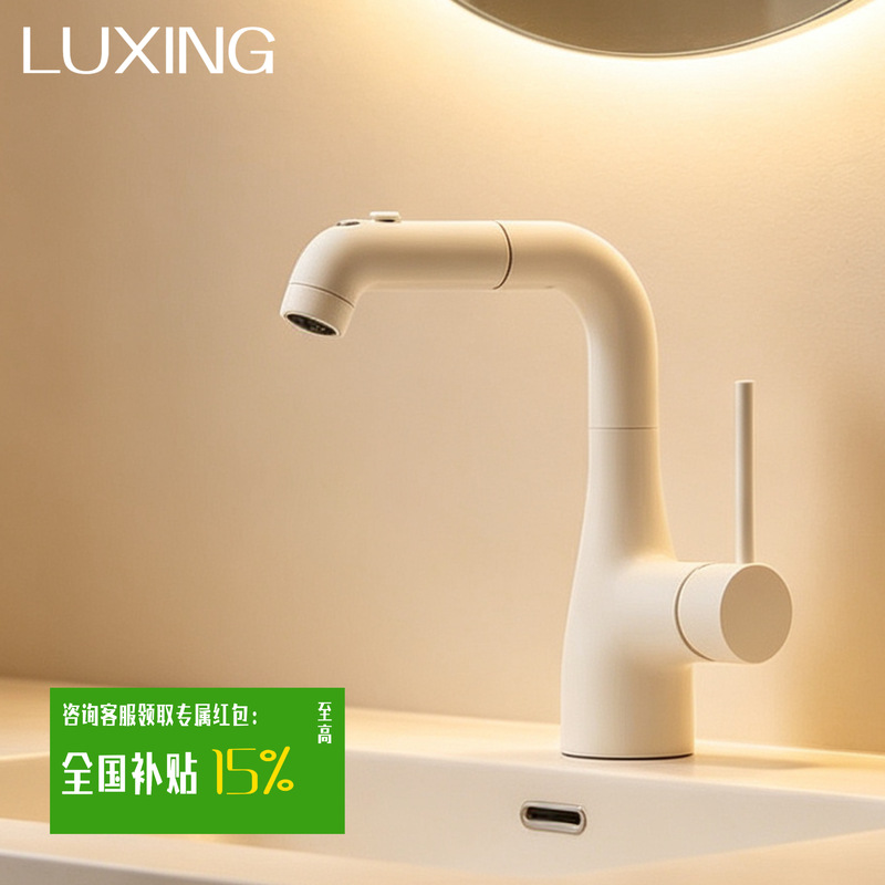 Luxing Washbasin with Filter Faucet, Multi-Directional Hot and Cold Pull-Out Bathroom Sink, Multifunctional for Home Use