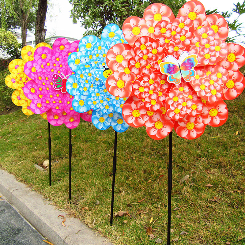 Xibao Plum Blossoms Five Fortunes Plum Blossoms Peony Blossoms Cartoon Insect Double-layer Windmill Attraction Park Real Estate Windmill Festival