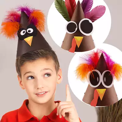 Xibao Thanksgiving creative turkey pointed hat Paper hat Kindergarten children's parent-child activities handmade diy production materials