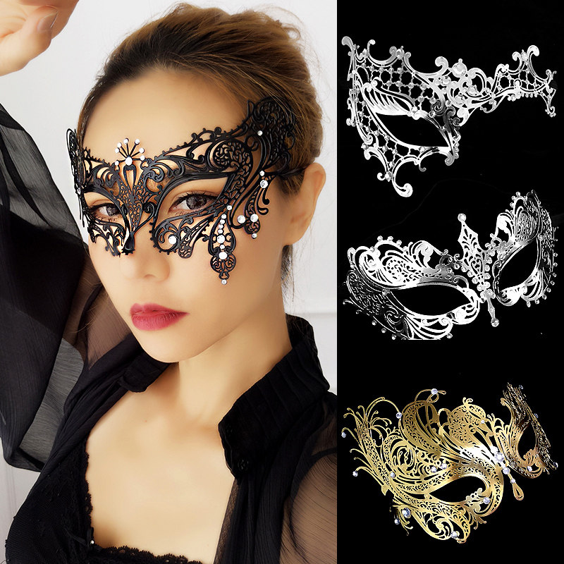 Hipo Metal Mask Half Face Iron Gold and Silver Hollow Sexy Halloween Masquerade Party Show Bar Accessories
