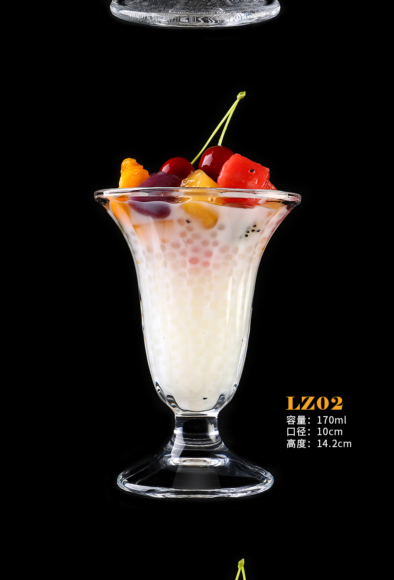 Sáng tạo Ice Cream Cup Chì Cốc Thủy Tinh Nước Trái Cây Tráng Miệng Cup bát Salad Lạnh Uống Ice Cream Smoothie Cup Cốc Milkshake