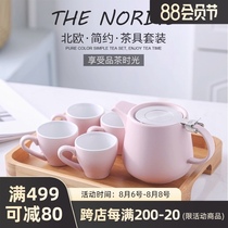 Nordic Ceramic Teapot English afternoon tea Household small single pot Fruit Teapot Teacup set Filter tea pot